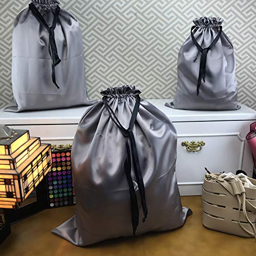 PlasMaller Dust Cover Storage Bags Thick Silk Cloth Pouch with Drawstring For Luxuries Handbags Tote Purses Shoes Boots, Silver (12.6 x 15.7 in) - size: 12.6 x 15.7 in