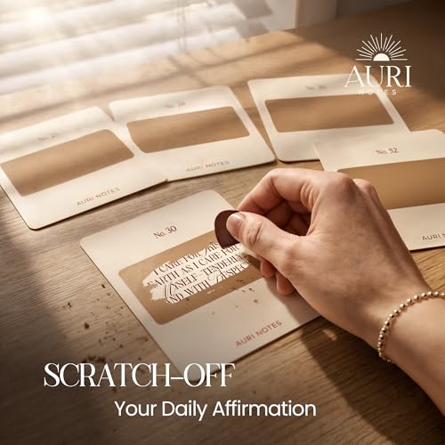 Positive Affirmation Cards for Women, Scratch-Off Daily Affirmation Cards 4x5 Inch — 52 Unique Uplifting Messages with Premium Gift Box and Wooden Stand — Thoughtful Self-Care Gift for Friend, Mom