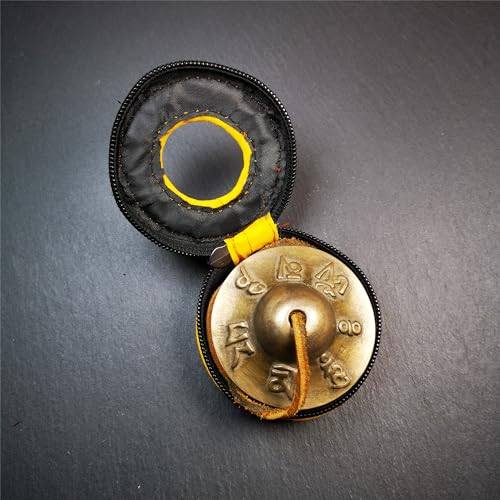 Tibetan Tingsha Bell Set - Tibetan Cymbals - for Sound Healing, Yoga, Meditation, and Mindfulness,Handmade in Nepal,Made of Brass,Om Mantra Pattern,6.5cm/2.6 inch - color: 7-Brass-OM-6.5cm