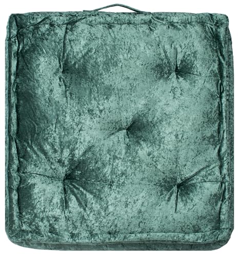 SAFAVIEH Home Collection Belia Green 18-inch Square Tufted Floor Pillow with Insert - color: Green, size: 18 x 18-Inch