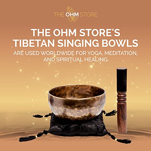 Large Tibetan Singing Bowl Set by Ohm Store — Deep Tone, Pure Bronze Meditation Sound Bath Instrument Handcrafted in Nepal — Tiger Sound Bowl 6 Inch - color: Tiger
