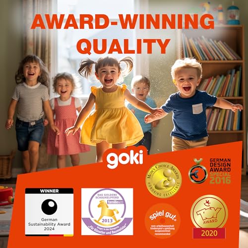 GOKI Wooden Cube Puzzles for Toddlers 2-4 Inspired Montessori Toy 6-in-1 Animal Toddler Puzzle - 4 Wooden Cubes - Educational Toy for Kids Ages 2+ Farm-Themed - Designed with Love in Germany
