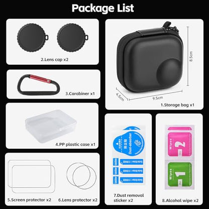 Osmo Nano Accessories Kit, Mini Carrying Case for DJI Osmo Nano/Xtra Atto, With 2pcs Silicone Lens Cap, Lens Screen Protectors (4 Pack) PU Portable Storage Bag for DJI Nano Camera - style: For Dji Osmo Nano / Xtra Atto