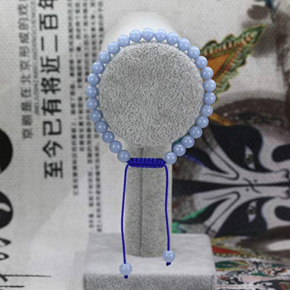Keleny Natural Gemtone 6mm Round Beads Crystal Adjustable Braided Macrame Tassels Bracelets Unisex - color: Blue Angelite