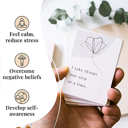 Affirmation Cards for Women Balance — 52 Positive and Motivational Cards | Daily Empowering Inspirational Questions for Therapy, Meditation, Self-Care & Mindfulness | Double-Sided and Sturdy