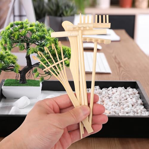 24 PCS Mini Zen Garden Rake Tools, Zen Garden Accessories, Zen Garden Tools Bulk Zen Garden Bamboo Sand Rake Set for Home, Office Decor and Meditation Tools