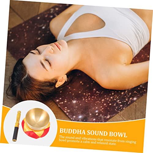 1set Tibetan Singing Bowl Yoga Meditation Tool Chime and Mallet Offering Bowl for Meditation and Relaxation