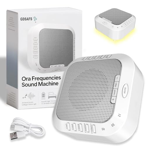 Sound Machine Frequencies, Frequencies Sound Machine with 28 Soothing Sounds & 3 Timer Modes, White Noise Sound Machine for Sleeping Relaxation (1PCS)
