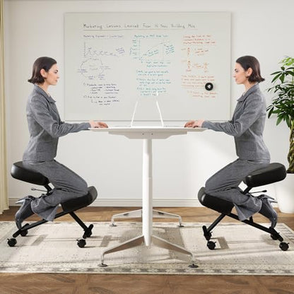 Goplus Kneeling Chair, Upholstered Mobile Desk Chair w/Adjustable Height, Thickened Sponge Cushion, 4 Lockable Universal Wheels, Office Home Padded Stool with Angled Seat, Black (1)