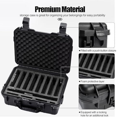 Hard Drive Case 3.5inch 10-Bay Multi-Protection HDD Storage Box Suitcase with Foam External Hard Drive Carrying Case Anti-Static Shock Moisture Proof for HDD/SSD/M.2