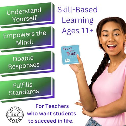 60 Calming Coping Skills Card Deck, Therapeutic Tools for Anxiety, Anger, Depression | Become Empowered During Real-Life Obstacles | DBT Skills for Personal Reflection, Family & School Activities