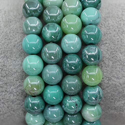 Keleny Gem Semi Precious Gemstones 8mm Natural Stone Round Beads Rock Crystal Jasper Stretch Bracelet 7 Inch Unisex - color: Electroplated Green Chrysoprase