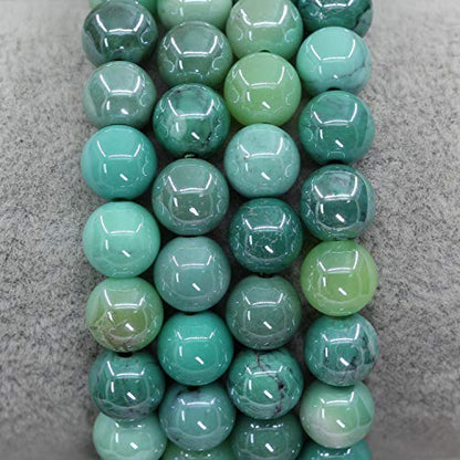 Keleny Gem Semi Precious Gemstones 8mm Natural Stone Round Beads Rock Crystal Jasper Stretch Bracelet 7 Inch Unisex - color: Electroplated Green Chrysoprase