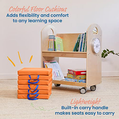 ECR4Kids SoftZone Floor Cushions, Square, Flexible Seating, Orange, 6-Piece - color: Orange