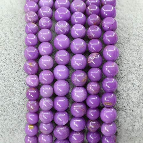 Keleny Gem Semi Precious Gemstones 4mm Round Beads Crystal Stretch Bracelet 7 Inch Unisex - color: Purple Lavendar Phosphosiderite Lepidolite