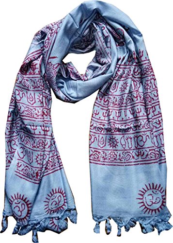 KVR Hindu Pooja Religious Cotton Indian prayer scarf with OM Krishna Ganesha Shiva Nataraja yoga spiritual auspicious prints - color: Blue-shiva-1