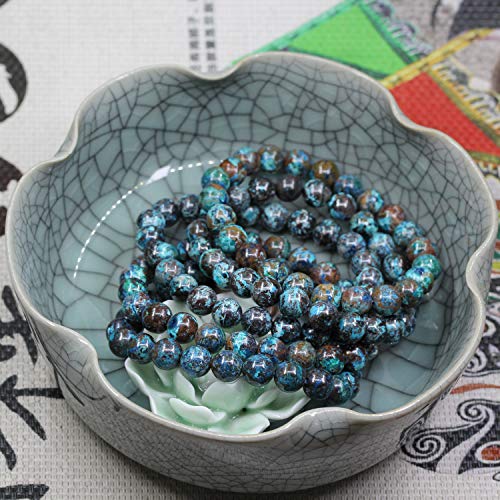 Amandastone Natural Gemstone 8mm Round Beads Stretch Bracelet 7 Inch - color: Chrysocolla