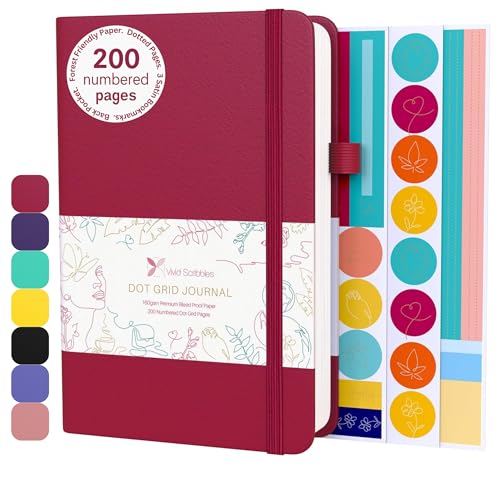 Dotted Journal – 140gsm Bleed Proof Thick White Paper – 200 Numbered Dot Grid Pages – 5.8 x 8.3 inch Bullet Dotted Notebook - color: pink