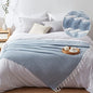SE SOFTEXLY Muslin Blanket Throw 50x60, Jacquard Summer Cooling Blanket Cozy Organic Egyptian Cotton Bed Spread for Bed Couch Breathable Lightweight Keep Body Cool for Hot Sleepers - color: Vertical Lake Blue