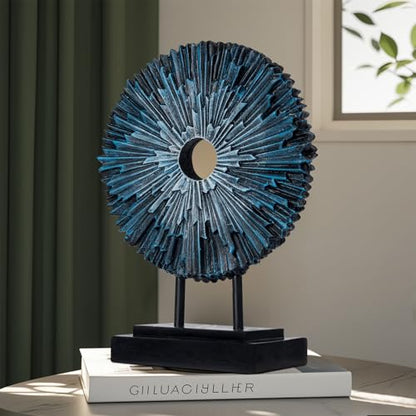 Round Statue HomeDecor Kitchen, Modern Decorative Sculpture Decorations for Living Room Coffee Table, Office Decor Shelf, Center Tabletop Decoration (Blue)