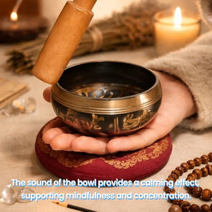 3.35" Singing Bowl Set Authentic, Sound Bowl hand Hammered Ideal for Yoga, Wellness Spaces & Relaxation