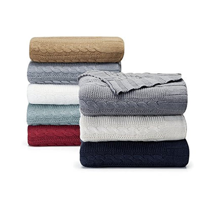 VCNY Home - Throw, Soft & Cozy Cotton Blanket, Cable Knit Home Decor (Dublin Grey, 50" x 70") - color: Grey