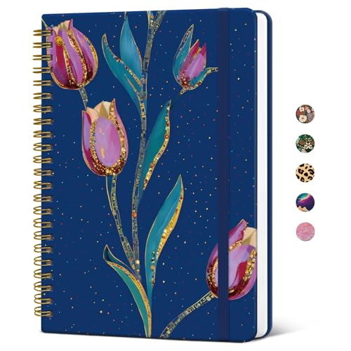 Taja Lined Spiral Journal Notebook for Women, A5 Cute College Ruled Hardcover Notebook for Work & Note Taking, Pretty Journal for Writing, 140 Pages, Tulip - color: p-Tulip
