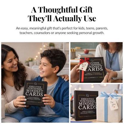 Executive Functioning Cards – 52 Daily Habit & Focus Cards for Organization, Time Management & Self-Control – For Kids, Teens & Adults – Includes Wooden Display Stand - style: Executive Functioning
