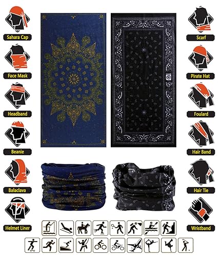 Headband Neck Gaiter Head Wrap Headwear Face Mask Magic Scarf Bandana for Men and Women - color: 9pc.dimgray Series