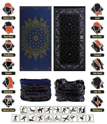 Headband Neck Gaiter Head Wrap Headwear Face Mask Magic Scarf Bandana for Men and Women - color: 9pc.dimgray Series
