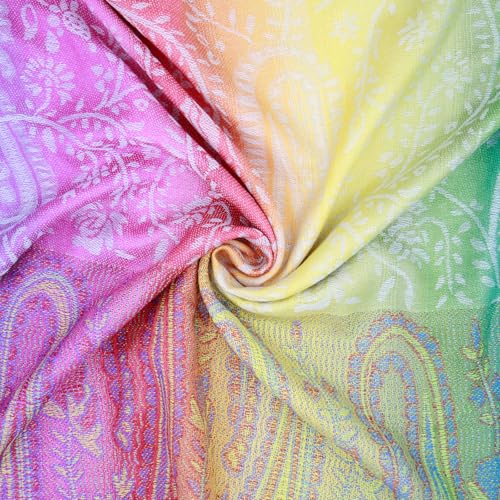 Rave Pashmina Scarf, Fashion Colorful Shawls and Wraps Soft Festival Scarves - color: D-white (Paisley Pattern)