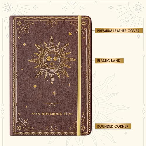 Artfan Ruled Notebook/Journal – Premium Thick Paper Faux Leather Classic Writing Notebook with Pocket + Page Dividers Gifts, Banded, Large, 144 Pages, Hard Cover, Lined (5.8 x 8.4) - Reddish Brown - color: Reddish Brown
