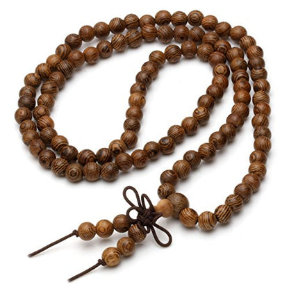 MILAKOO 108 Wood Beads Bracelet/Necklace Mala Prayer Buddha Meditation Link Wrist Bracelet