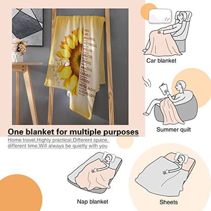 AMITAYUS Yellow Sunflower Prayer Blanket Bible Verse Healing Inspirational Sympathy Fleece Throw Religious Christian Gifts for Women Wife - Womens Gift Ideas - 50''x60'' - color: Christian Bible Verse, size: Medium 60"x50