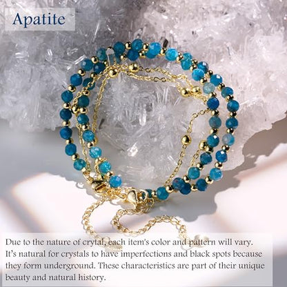 Farfume Crystal Bracelet Beaded Bracelets 4mm Natural Stone Beads Gemstone Handmade Jewelry Gift for Women - color: Apatite-Creativity