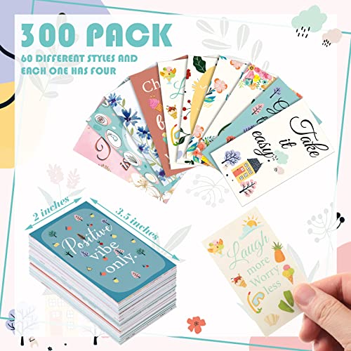 Jinei 300 Inspirational Affirmation Cards Bulk Daily Positive Motivational Gifts Cards Small Mini Encouragement Quotes for Women Coworker Team(Flower Style) - style: Flower Style
