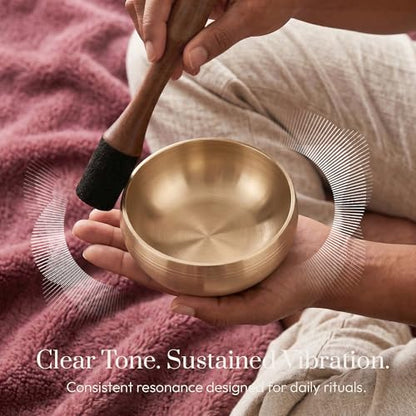 Tibetan Singing Bowl Set – Easy to Play & Beginner Friendly Meditation Bowl with Cushion & Mallet | Stress Relief & Mindfulness | Gift-Ready
