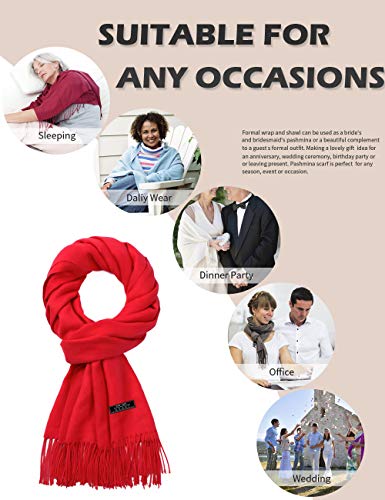 Pashmina Shawl Women Winter Scarf Warm Wedding Wraps Ladies Scarves for Evening Dresses - color: Red