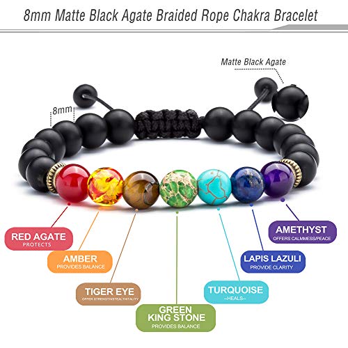 Men Women 8mm Lava Rock Beads Chakra Bracelet Braided Rope Natural Stone Yoga Bracelet Bangle - color: set5