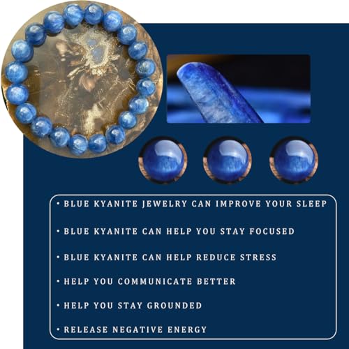 Single-pack of pure gemstone bracelets… - color: Kyanite-8MM