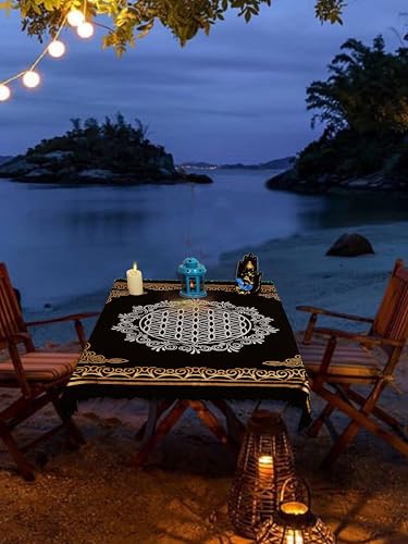 Indian Consigners Altar Cloth Flower of Life Witchcraft Alter Tarot Spread Top Cloth Wiccan Square Spiritual 18 by 18 Sacred (Flower of Life Gold Silver) - color: Flower of Life Gold Silver