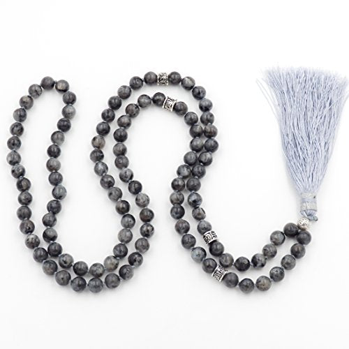 mala Beads Necklace for Women Man, mala Bracelet, Prayer Beads Necklace - color: black labradorite