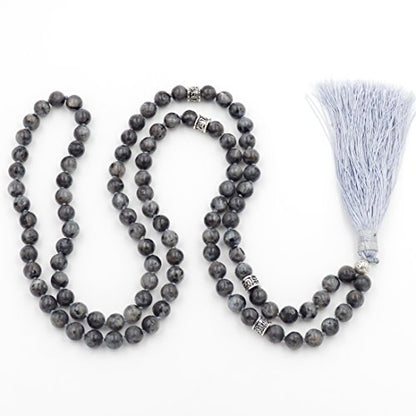 mala Beads Necklace for Women Man, mala Bracelet, Prayer Beads Necklace - color: black labradorite