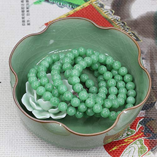 Keleny Gem Semi Precious Gemstones 8mm Round Beads Crystal Stretch Bracelets 7 Inch Unisex - color: Dark Green Angelite