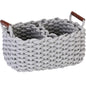 Sea Team 3-Pack Rectangle Woven Cotton Rope Storage Baskets with Handles, Shelf Basket, Closet Organizers, 3-in-1, Gray