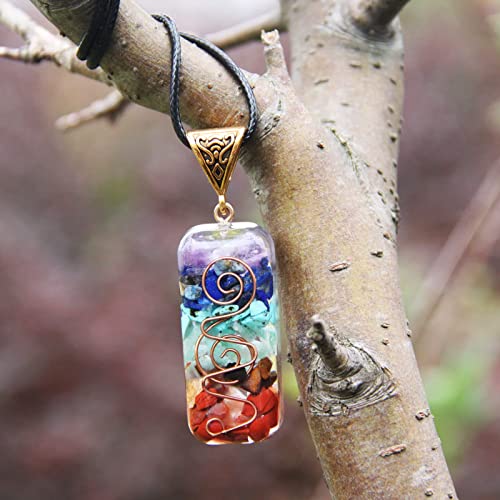 Orgone Chakra Pendant 7 Chakra Stones Necklace Orgonite Pendant with Adjustable Cord Crystals Necklace for Women Men - style: Harmonious