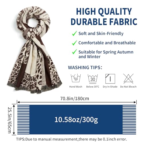 QIUTIMIY Pashmina Shawl Wraps for Womens Winter Scarf Reversible Pattern Designer Ladies Shawls and Wraps for Evening Dresses - color: Flower2-dark Brown