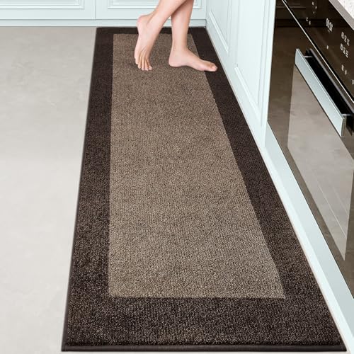 Machine Washable Kitchen Rug 24" x 84", Non Slip Kitchen Mat for Floor, Absorbent Entrance Runner Rug for Bedroom, Hallway, Bathroom, Door (Roll Packing) - color: Brown, size: 24" X 84"