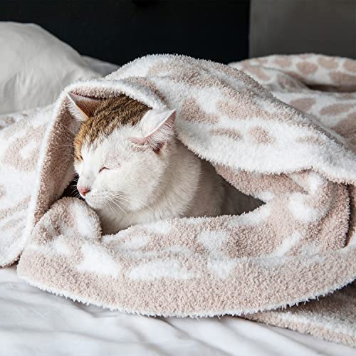 Ultra Soft Leopard Throw Blanket (50x60 inches) Microfiber Blankets Plush Warm Reversible Cheetah Blanket Leopard Pattern Throw for Couch Bed Sofa - Khaki, 50"x60"