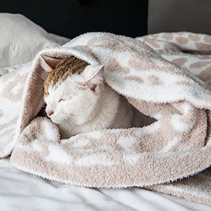 Ultra Soft Leopard Throw Blanket (50x60 inches) Microfiber Blankets Plush Warm Reversible Cheetah Blanket Leopard Pattern Throw for Couch Bed Sofa - Khaki, 50"x60"
